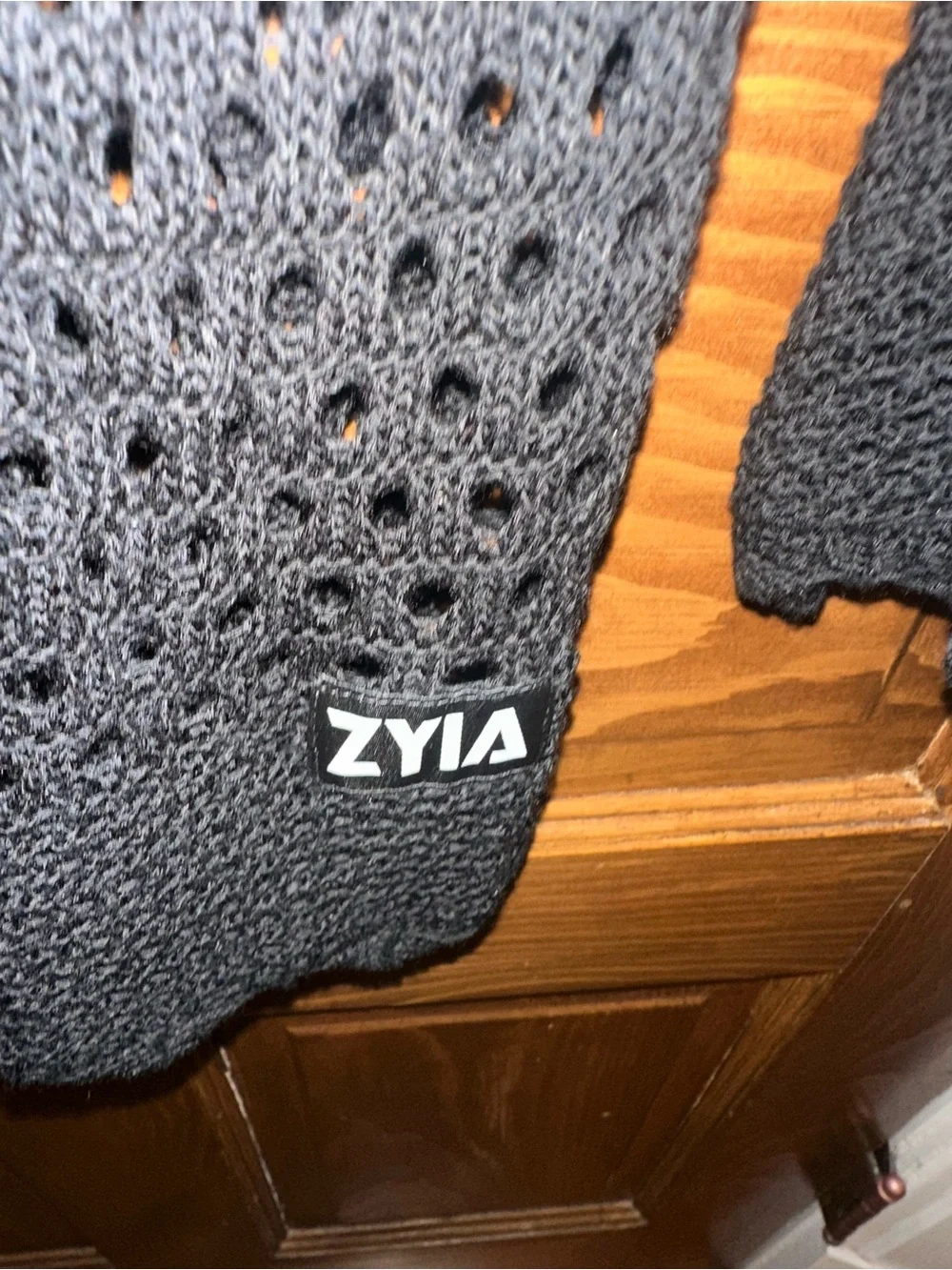 ZYIA Black Open-Weave Crewneck Swim Cover Up